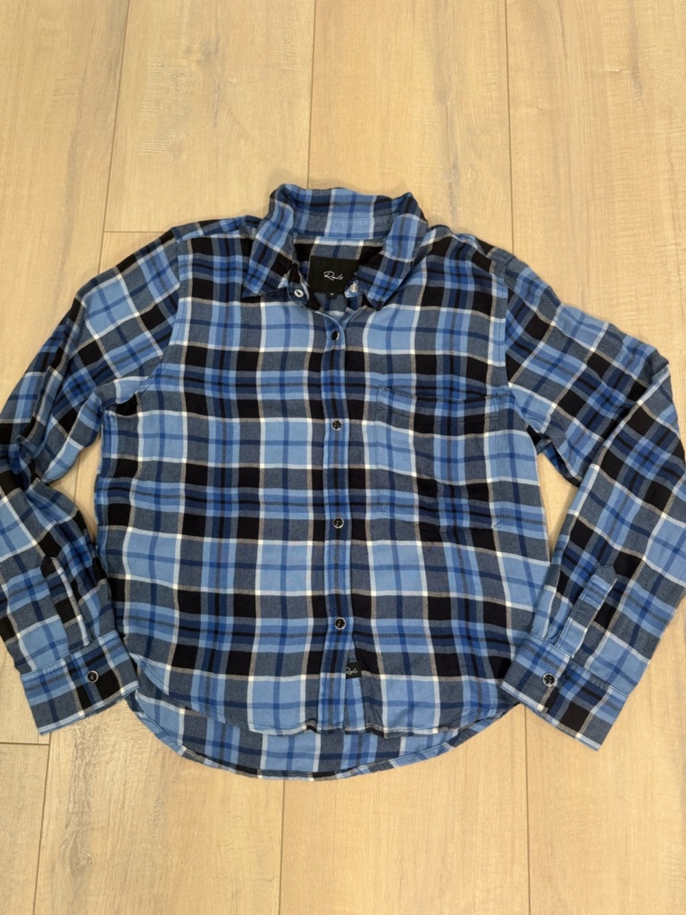 Rails Blue and Black Plaid Snap-Down Shirt